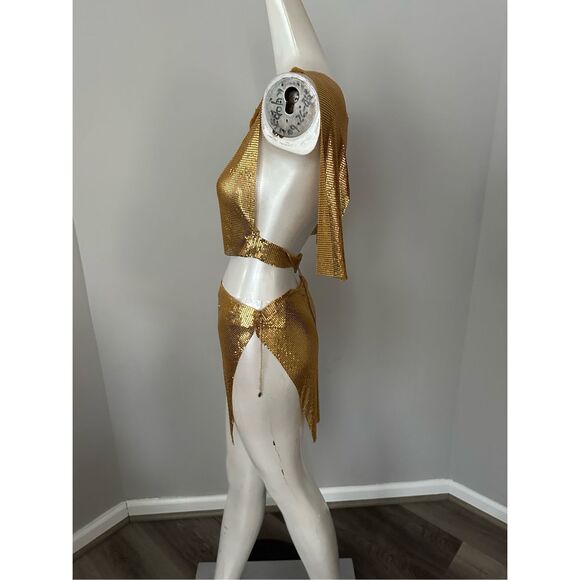8 Other Reasons Chainmail Top And Skirt Set in Gold $264 - Picture 7 of 10